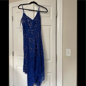 Lulus midi lace royal blue dress